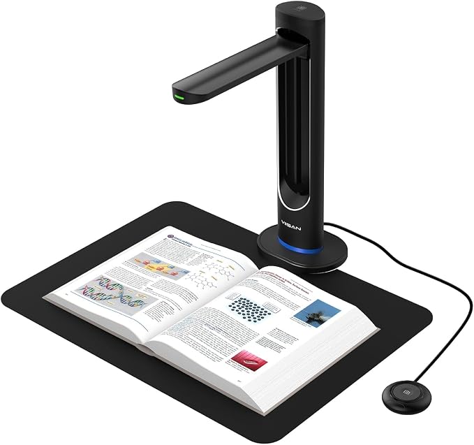 VIISAN K48 48MP Book Scanner & Document Camera, AI-Powered USB Camera with 600 DPI – Used for Book Digitization, Archiving & OCR, Auto Page Smoothing, Laser Positioning, Windows/Mac
