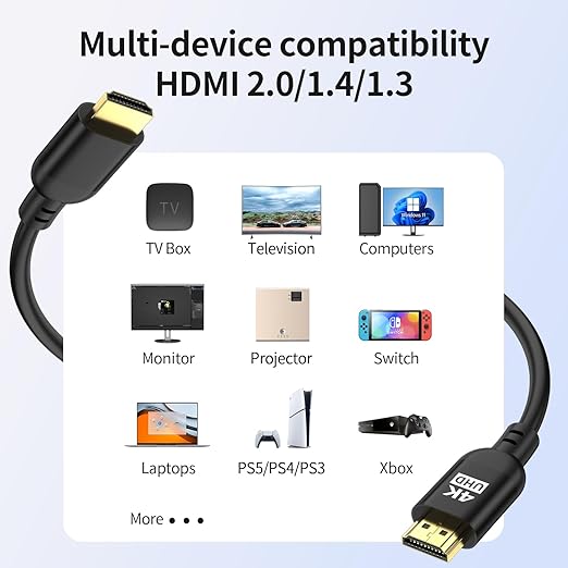 Diyanisly 4K Long Hdmi Cable 150FT Ultra, High Speed HDMI 2.0 Cable, Support 4K@60Hz, 3D ARC, Ethernet Audio Video Return HDMI Cord for Xbox PS4/PS5 Roku TV UHD TV Monitor Laptop PC etc (PVC, Black)
