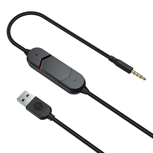 USB Sound Card Replacement for Alienware Gaming Headset, USB to 3.5mm Audio Cable Extension Cord with Mute & Volume Control for Alienware AW720H AW310H AW510H 988 Dell Gaming Headset to PC PS4 PS5 Mac