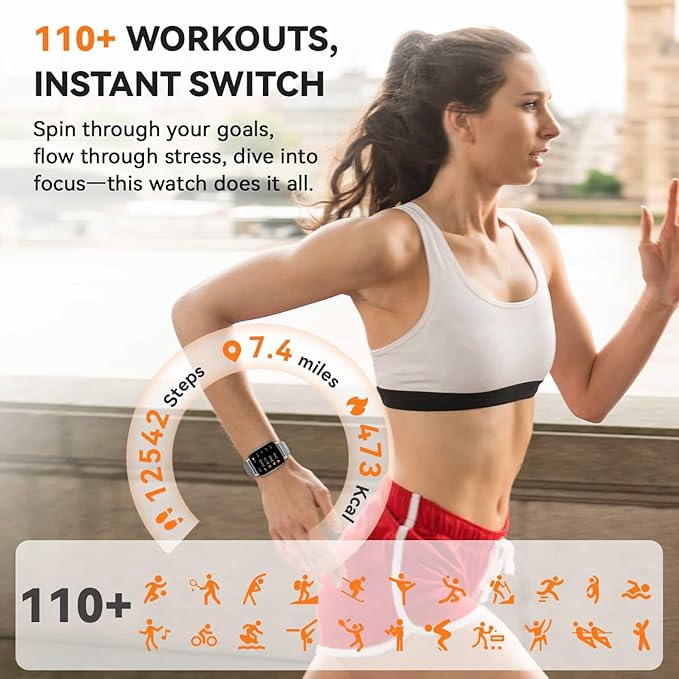 Smart Watch for Women(3 Bands), Smartwatch Fitness Tracker with Bluetooth Calls & AI Voice Control, 1.85’’ HD Screen, Heart Rate/SpO2 Monitor, Sleep Tracker, Compatible with Android iOS (Silver)