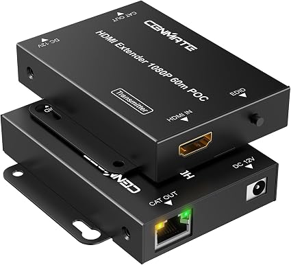 cenmate 1080P@60Hz HDMI Extender Over Ethernet, Up to 197Ft, PoC, EDID, HDR