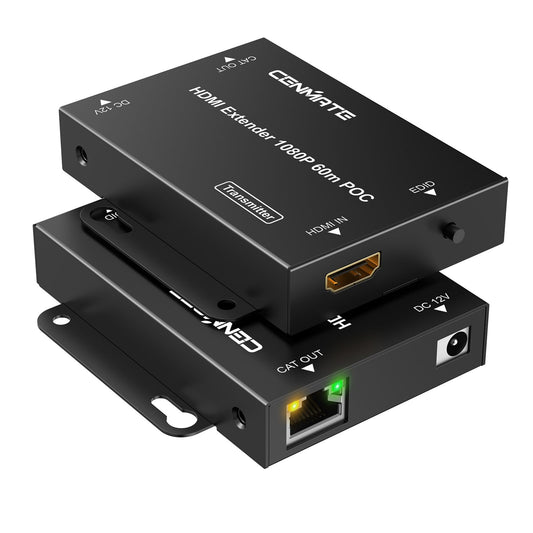 cenmate 1080P@60Hz HDMI Extender Over Ethernet, Up to 197Ft, PoC, EDID, HDR