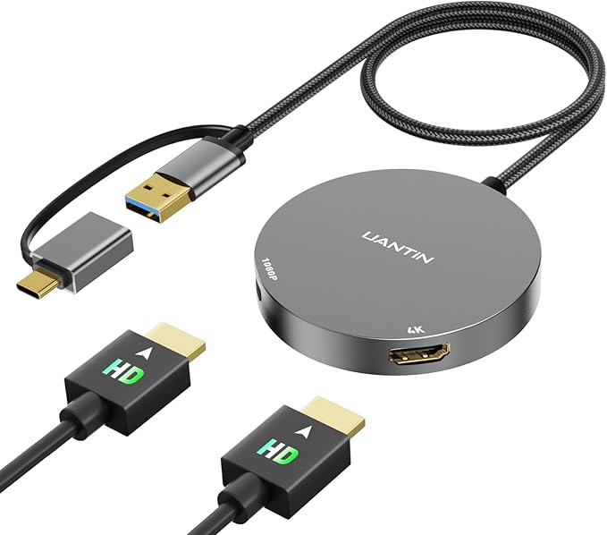 USB 3.0 or USB C to Dual HDMI Splitter Extender Display for Windows and Mac M1/M2/M3 | 4K/1080P USB C to HDMI Adapter for Dual Monitor, Multiple for Thunderbolt MacBook, Dell, HP, Lenovo etc