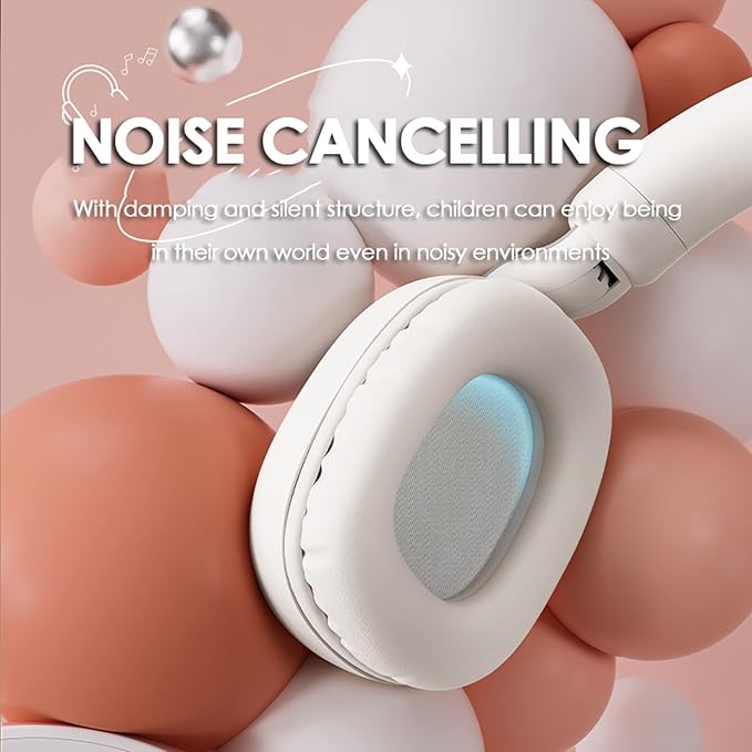 Kids Bluetooth Headphones Wired with Microphone for School - Wireless Boy Girls Noise Cancelling Over Ear Bluetooth Headphones Lightweight Children Headsets for iPad Kindle Airplane Travel Tablet