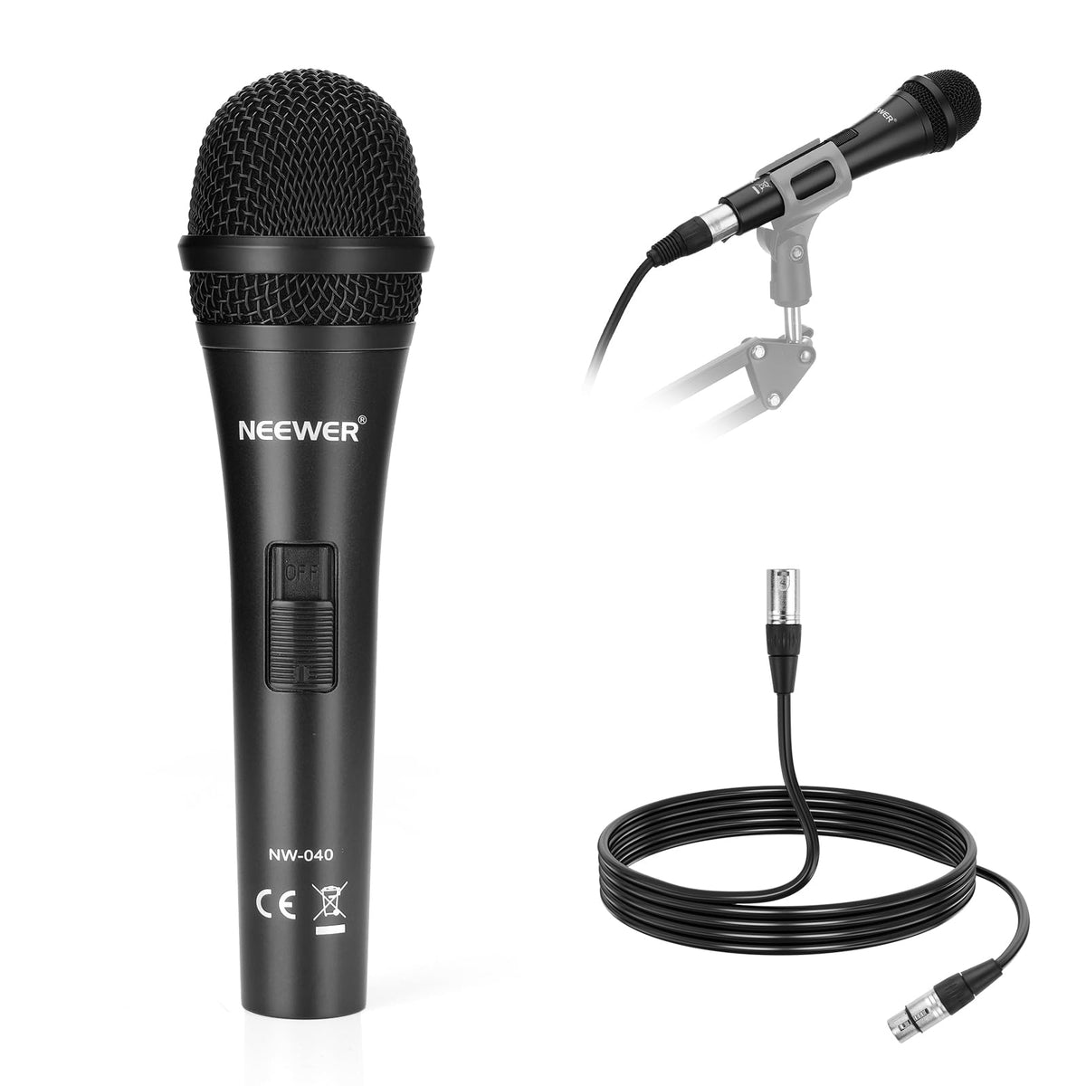 NEEWER NW-040 Cardioid Dynamic Microphone with XLR Cable, Metal Housing