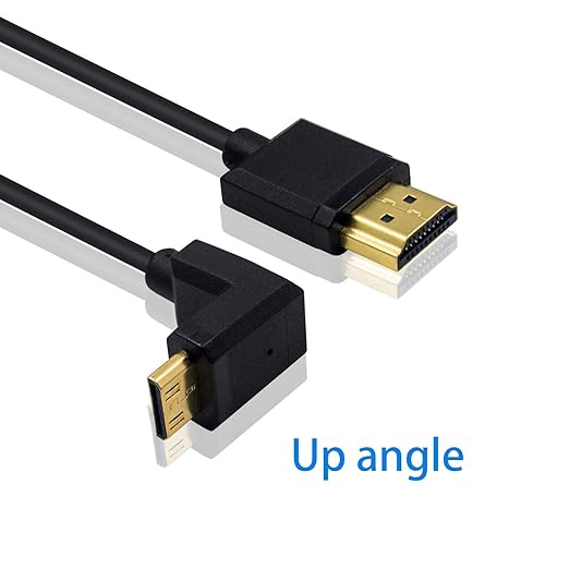 Duttek 90 Degree HDMI to Mini HDMI Coiled Cable 1FT-4FT, Ultra-Thin UP Angled HDMI Male to Mini HDMI Male Coiled Cable Support 4K Ultra HD, 1080p, 3D