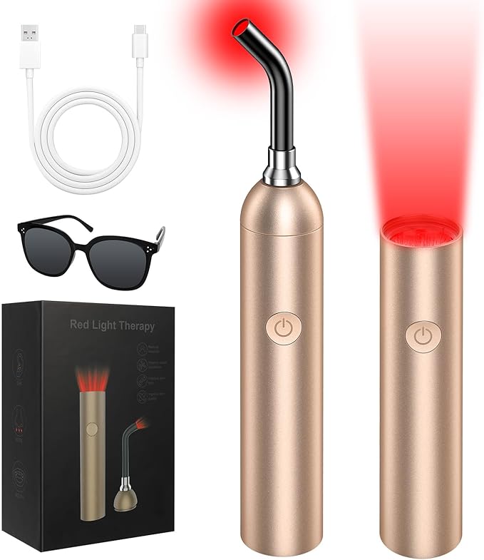 Portable Red Light Therapy and Near Infrared Light Therapy Device, Handheld LED Facial & Body Care Wand with 660nm 810nm 850nm 940nm Wavelengths, for Skin Appearance & Muscle Relaxation