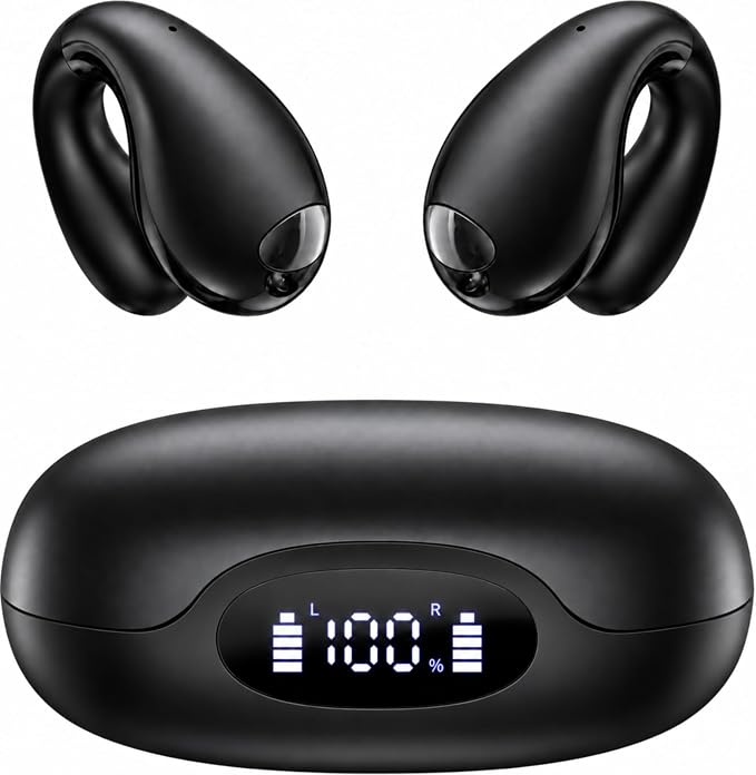 Boytond Ultra Open Ear Earbuds - Comfort Clip On Earbuds, Wireless Bone Headphones Design for Long Listening, Fast Charging for Running, Sports, and Travel, Graphite Black - Image 8