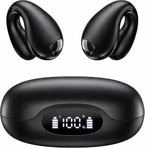 Boytond Ultra Open Ear Earbuds - Comfort Clip On Earbuds, Wireless Bone Headphones Design for Long Listening, Fast Charging for Running, Sports, and Travel, Graphite Black - Image 1