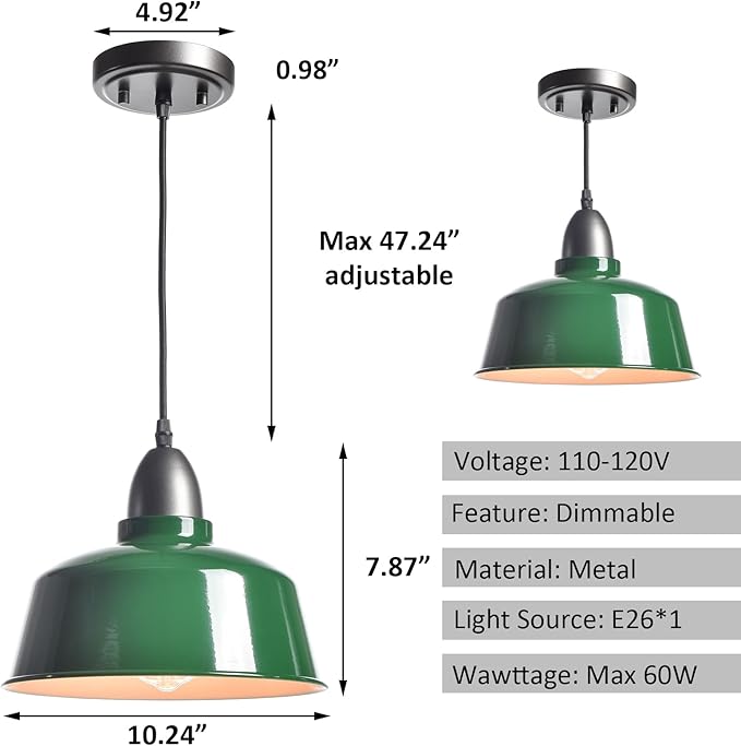 Modern Farmhouse Green Pendant Light Fixture Macarons Dome Kitchen Island Pendant Lights for Home Bar Countertop Canteen Dining Room Restaurant Bedroom Bathroom