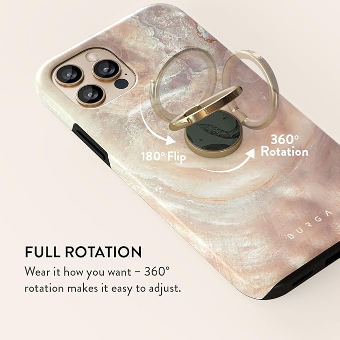BURGA Cell Phone Ring, Holder Grip and Stand - Finger Phone Grip for Back of Smartphone Case, Kickstand 360 Rotation, Universal Ring for iPhone Samsung Galaxy Huawei Google Pixel, Stylish Accessories