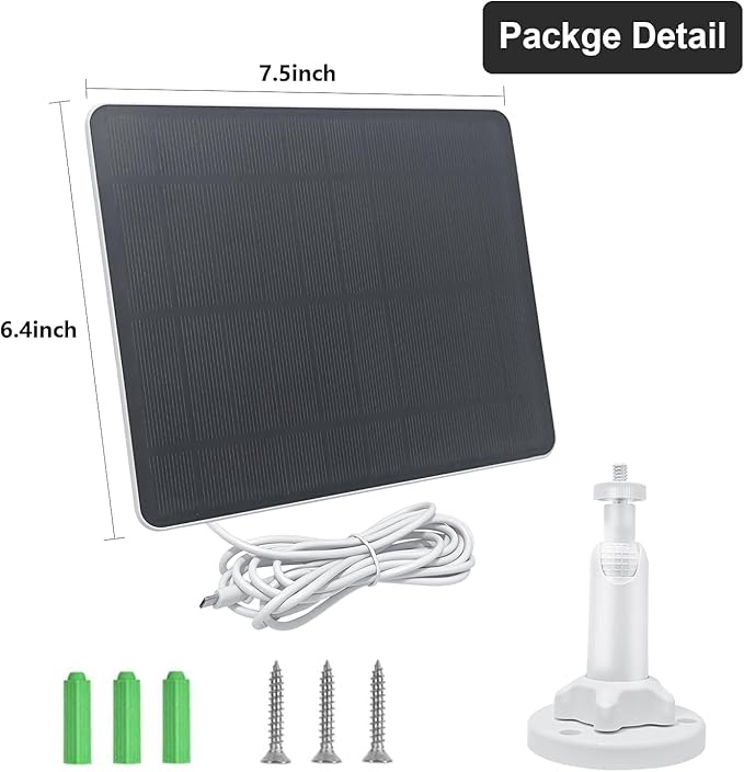 Solar Panel Compatible with Wyze Battery Cam Pro, Cam Outdoor V1/V2, 9.4ft Waterproof Charging Cable, 360°Adjustable Mount, IP65 Waterproof Solar Charger for Outdoor Security Camera (1 PC)