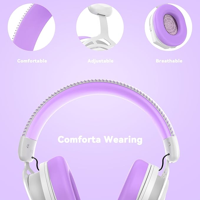 A88 Gaming Headset with Mic for Ps5, Pc, Xbox One Series X/s, Ps4, Switch, Stereo Wired Noise Cancelling Headphones with Microphone for Computer, Laptop, Mac, Nintendo, Games (Purple)