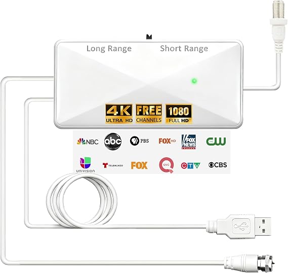 Indoor TV Antenna Amplifier, Digital Antenna Signal Booster，White