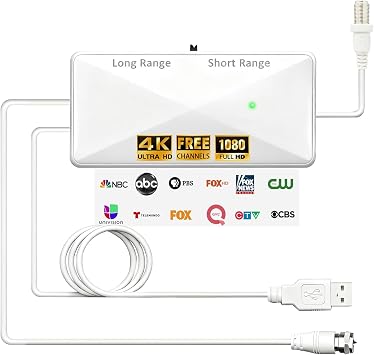 Indoor TV Antenna Amplifier, Digital Antenna Signal Booster，White