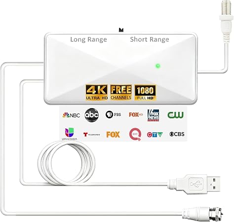 Indoor TV Antenna Amplifier, Digital Antenna Signal Booster，White