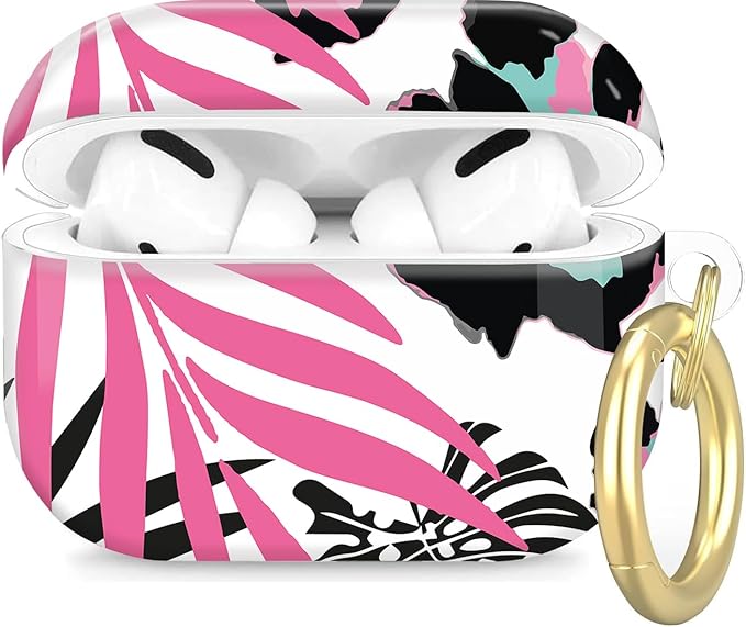 Compatible with Airpod Pro 2nd/1st Generation,Full Protection Cover for Women,Accessories Hard Case Portable & Shockproof for Airpod Pro 2nd Charging Case 2023/2022/2019(Vintage Hibiscus Flower)
