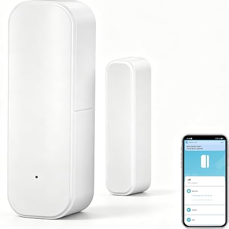 WiFi Door Sensor Window Detector: Smart Window Contact Sensor, Wireless Magnetic Door Open Detector with Free Notification Alerts, Compatible with Alexa Google Assistant (1-Pack)