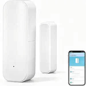 WiFi Door Sensor Window Detector: Smart Window Contact Sensor, Wireless Magnetic Door Open Detector with Free Notification Alerts, Compatible with Alexa Google Assistant (1-Pack)