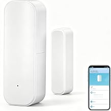 WiFi Door Sensor Window Detector: Smart Window Contact Sensor, Wireless Magnetic Door Open Detector with Free Notification Alerts, Compatible with Alexa Google Assistant (1-Pack)