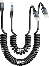USB Type C Charger Cable Fast Charging 3FT+6FT 2Pack Coiled USB A to USB C - Image 1