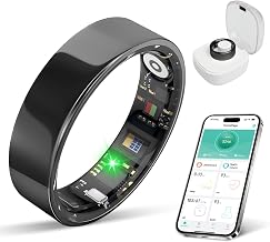 BIEMHA IP68 Waterproof Smart Ring - Fitness & Health Tracker with Sleep/Exercise Monitoring, Unisex for Women Men, iOS & Android Compatible, Long Lasting Battery Life, No Subscription (Black, 8) - Image 1