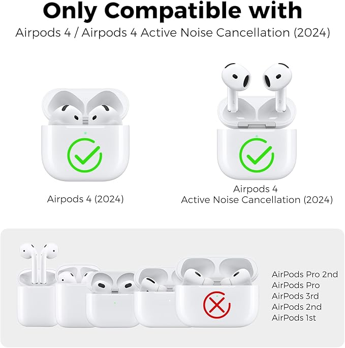 AhaStyle Clear Airpods 4 Case Cover with Cleaning Kit [Anti-Yellowing] Soft TPU Protective Covers Skin Designed for Apple AirPods 4th Generation 2024 Support USB-C Charging Case and Wireless Charging