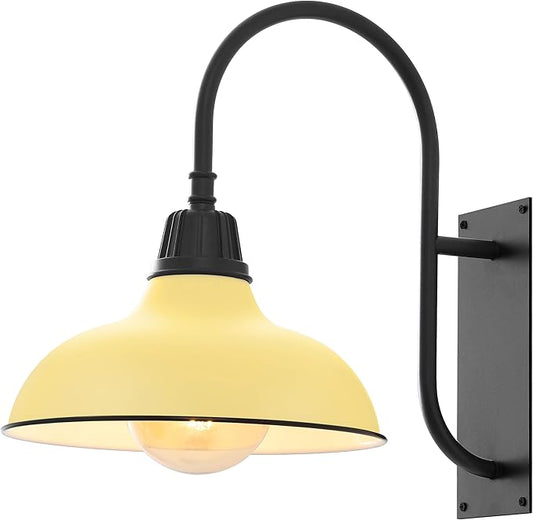 JONATHAN Y JYL7614H Stanley 12.25" 1-Light Farmhouse Industrial Indoor/Outdoor Iron LED Gooseneck Arm Outdoor Sconce for Entryway Lobby Kitchen Bathroom Bedroom Living Room Hallway, Matte Yellow