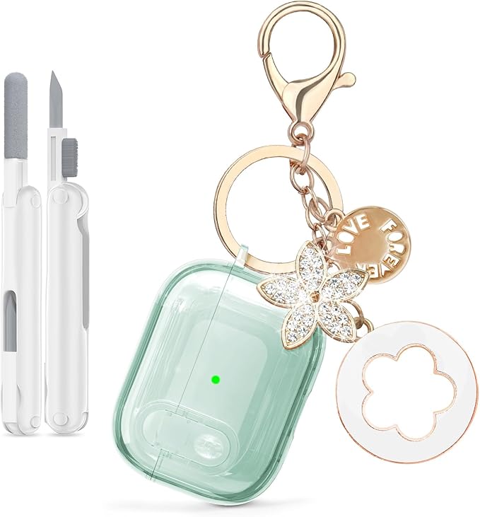 Case for Apple Airpods iPods Pro 3 Cases Cover Clear 2025 Cute Women, VISOOM Cute Air Pods Pro3 Case Clear Transparent Airpods iPods Pro 3rd Gen Protective Cases with Keychain/Lock/Cleaning Kit