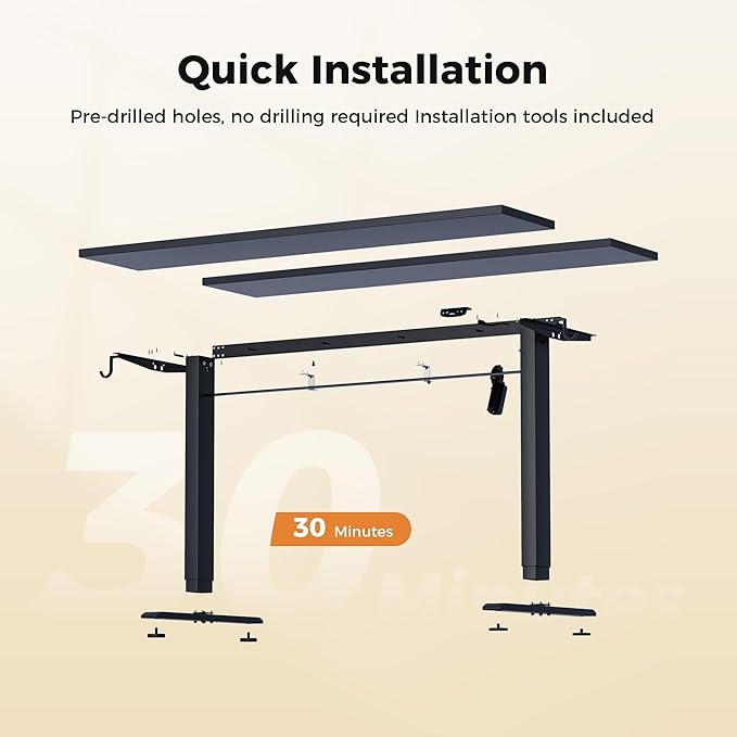 Height Adjustable Electric Standing Desk, 55 x 24 Inches Stand Up Desk, Ergonomic Raising Computer Table with Memory Preset Button, Two-Piece Desktop, Black