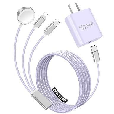 Travel Essentials Multi Charging Cable with 20W Charger Block