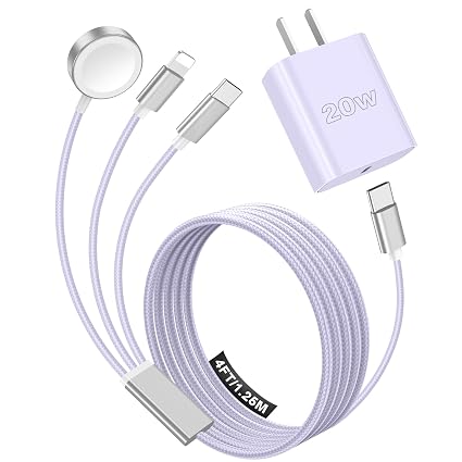 Travel Essentials Multi Charging Cable with 20W Charger Block