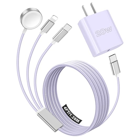 Travel Essentials Multi Charging Cable with 20W Charger Block