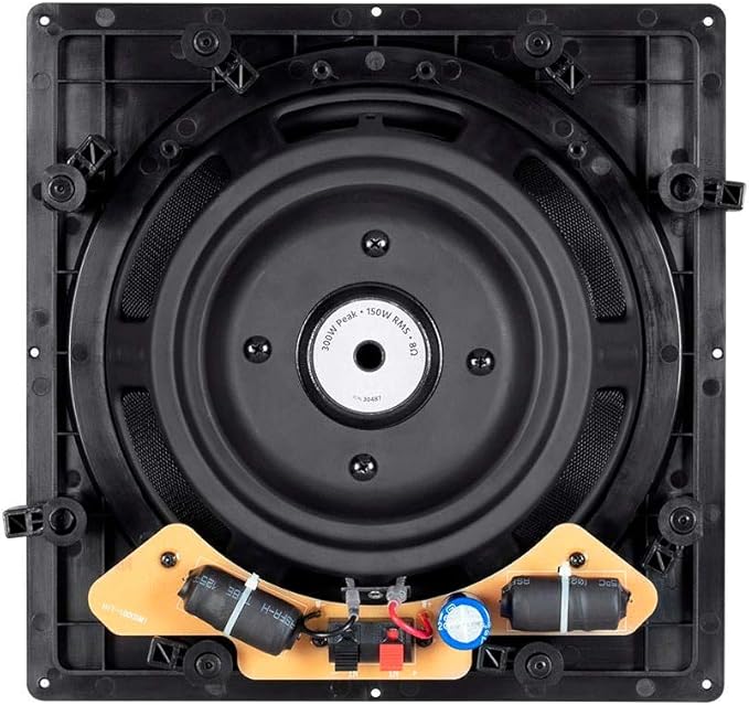 Monoprice Carbon Fiber In-Wall Speaker - 10 Inch (Each) 300 Watt Subwoofer, Easy Install For Home Theater - Alpha Series,Off-White