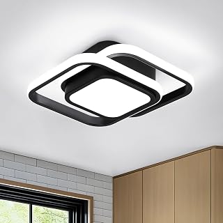 CANEOE Small Ceiling Light 36W Square Modern LED Ceiling Lamp Cool White 6000K Hallway Lighting Fixtures for Bedroom Kitchen Study Hallway Small Asile Lamp Corridor Lights (Black) - Image 1