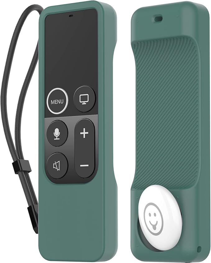 AhaStyle Protective Case for Apple TV Siri Remote with AirTag Holder, Anti-Slip Silicone Cover Compatible with 2016, 2017 Apple TV (Pine Green)