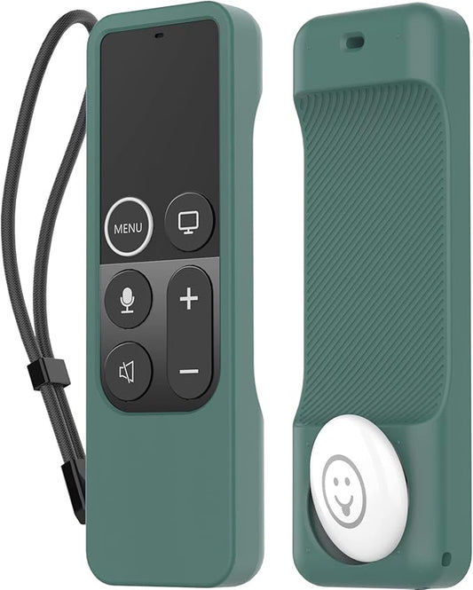 AhaStyle Protective Case for Apple TV Siri Remote with AirTag Holder, Anti-Slip Silicone Cover Compatible with 2016, 2017 Apple TV (Pine Green)