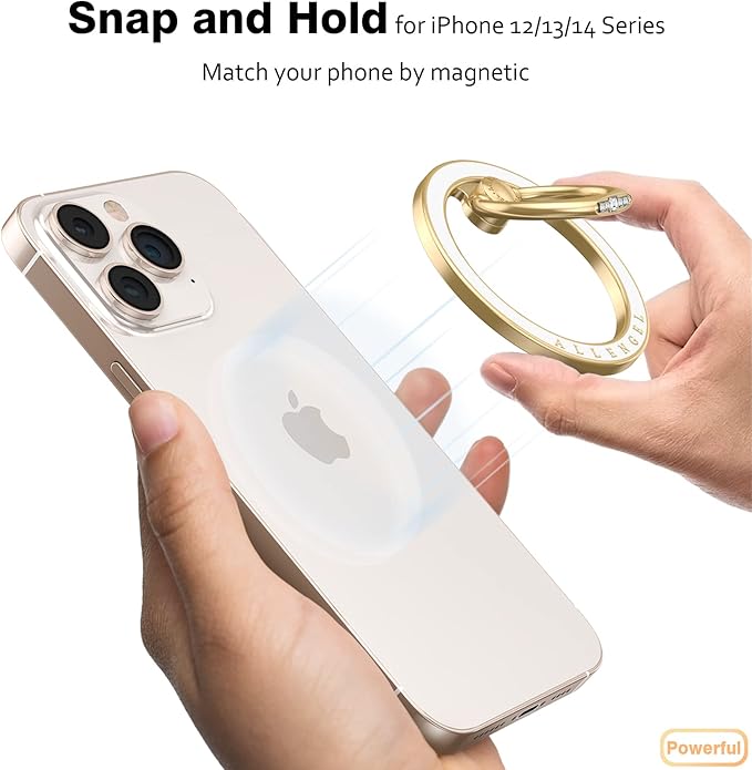 Allengel Magnetic Phone Grip for MagSafe, Magnetic Ring Holder Compatible with MagSafe Phone Ring, 360°Rotating Finger Kickstand for iPhone 16 Pro Max 15 14 13 12 Plus & Android Phone