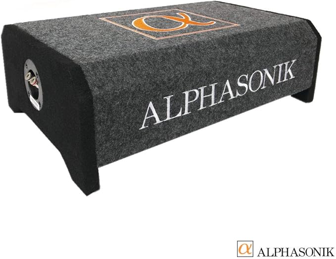 Alphasonik AS10DF 10" 1200 Watts 4-Ohm Down Fire Shallow Mount Flat Enclosed Sub woofer for Tight Spaces in Cars and Trucks, Slim Thin Loaded Subwoofer Air Tight Sealed Bass Enclosure