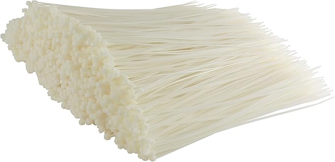 GTSE 12 Inch White/Clear Heavy Duty Zip Ties, 1,000 Bulk Pack, 120lb Strength, UV Resistant Nylon Cable Ties, Self-Locking 12" Tie Wraps