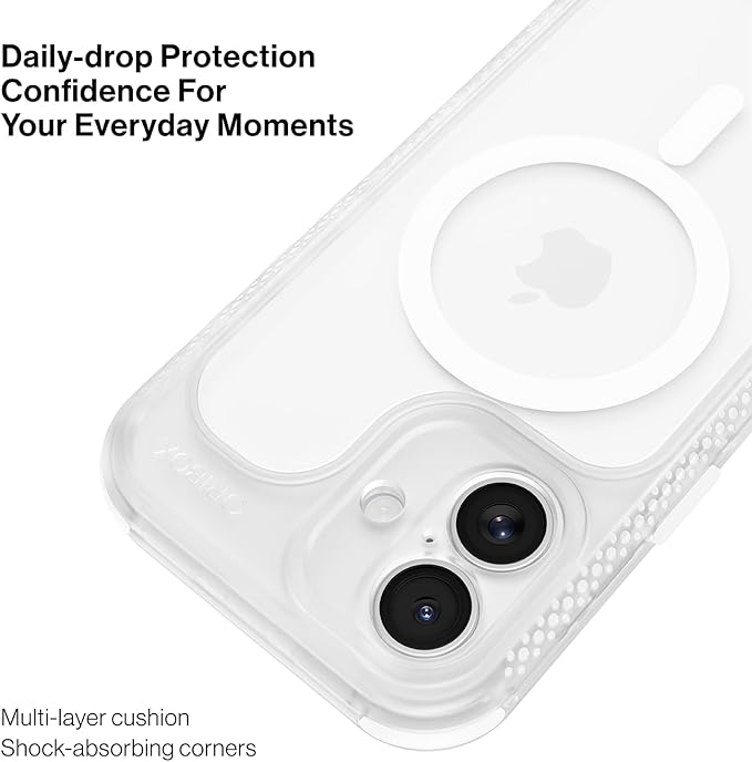 ORIbox Seralyn Series for iPhone 16 Case - MagSafe Compatible, Triple-Layer Shockproof Protection, Crystal-Clear Back with Elegant Matte Frame(6.1", Lucent Clarity)