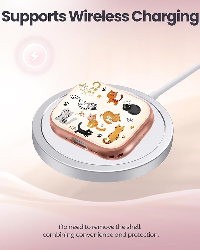 Coralogo for AirPods Pro2/Pro Case with Safety Lock - Cute Cartoon for AirPods Pro1/2 Generation for Women Girls Fashion Stylish Cats Pattern Design Kawaii Girly Girlish Hard Protective Cover