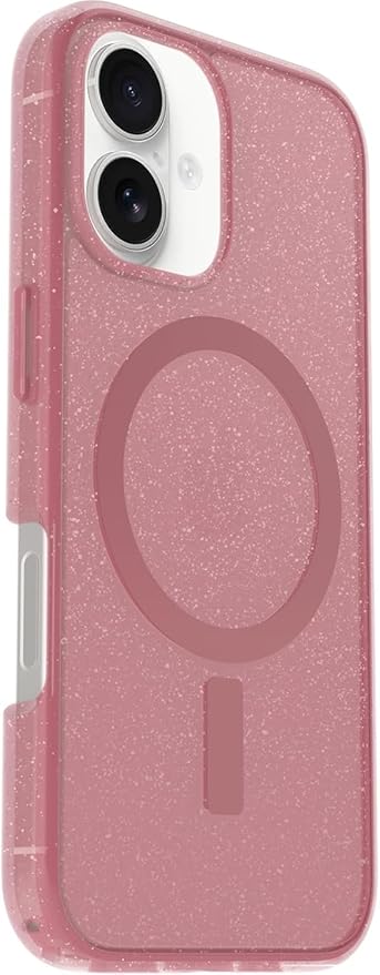 OtterBox iPhone 16 (Only) - Bundle: Symmetry+ Clear Series Case - Thimbleberry (Pink) - Premium Glass Screen Protector - Snaps to MagSafe - Ultra-Sleek - Raised Edges Protect Camera & Screen