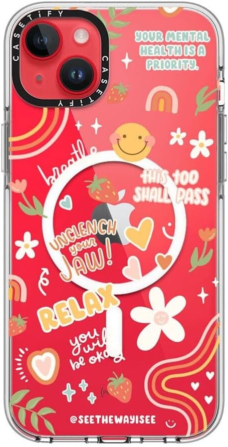 CASETiFY Clear iPhone 14 Plus Case [Not Yellowing / 6.6 ft. 3X Military Grade Drop Protection/Magsafe] - Positive Affirmations - Clear