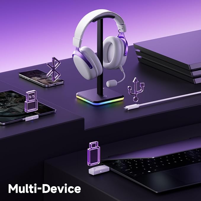 Akko Verge S9 Ultra Lightweight Wireless Gaming Headset, Quad Mode 2.4G, BT, Wired Connectivity Headset with Noise Cancelling Mic, Compatible with PS PC Phone, Design for Comfort, Black & Red