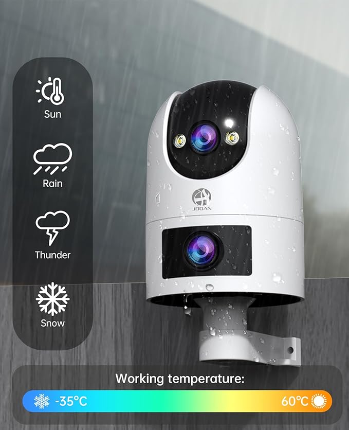 JOOAN 5G 2.4G Dual WiFi Security Camera Outdoor 2K Dual Lens Home Surveillance IP Cam 360° PTZ 2 Way Audio IP66 Waterproof Motion Detection Alert Color Night Cloud/Card Record