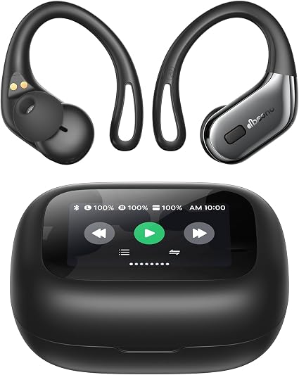 Wireless Earbuds 40H Bluetooth 5.3 Sport Headphones with Earhooks,Black