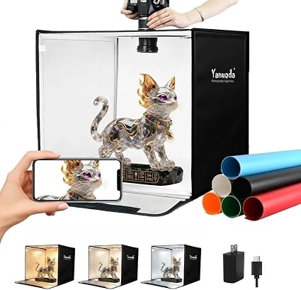 20" Photo Light Box for Small Business Photography, Foldable Studio