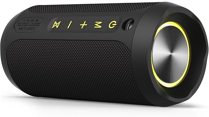 EDUPLINK Bluetooth Speaker, IPX7 Waterproof Portable Wireless Speaker with 20W Stereo Sound and Deep Bass, 20H Playtime, TWS Pairing, TF Card Slot, Black