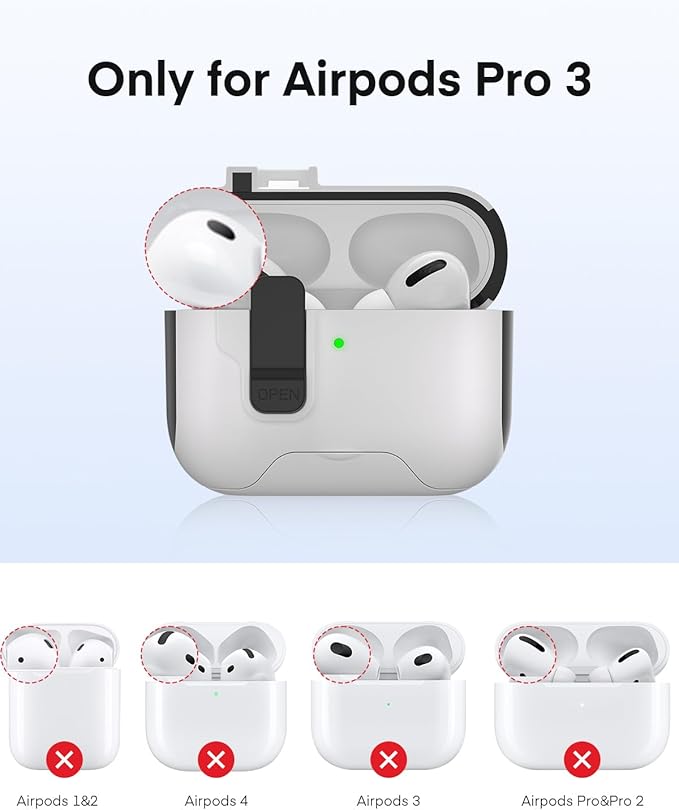 Maxjoy for AirPods Pro 3 Protective Case with Cleaning Kit, Military Hard Case with Lock Shock-Absorbing, White